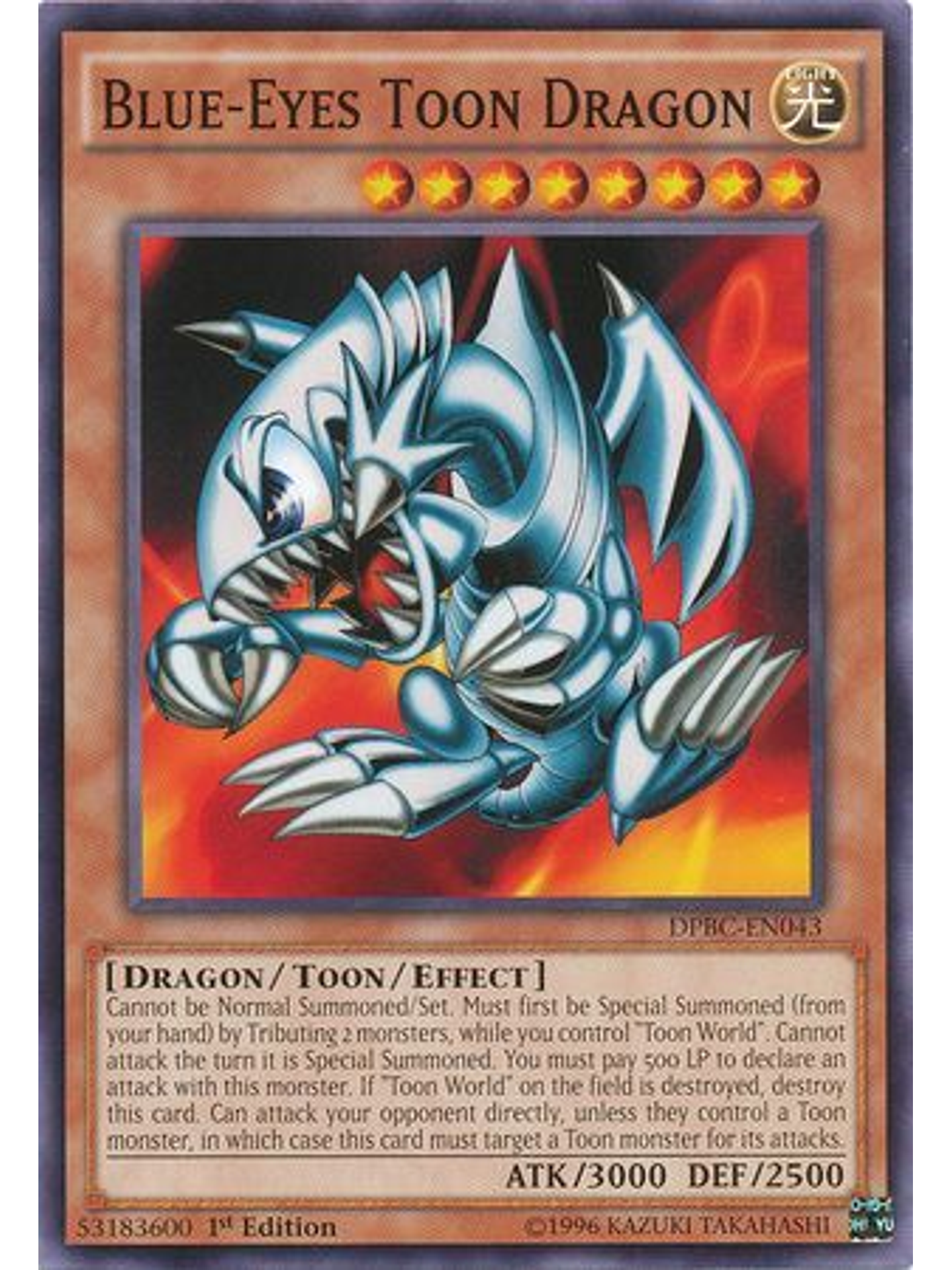 Blue-Eyes Toon Dragon - DPBC-EN043 - Common 1st Edition 1