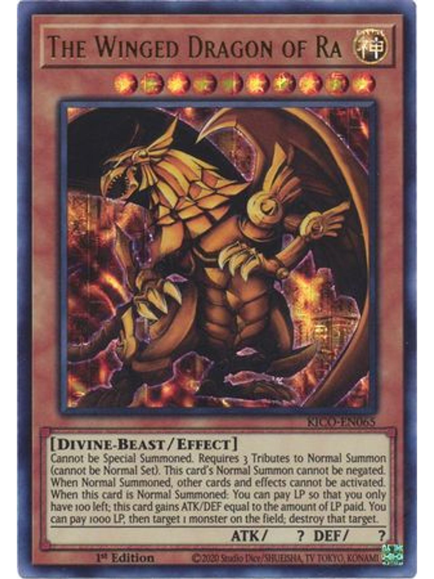 The Winged Dragon of Ra - KICO-EN065 - Pharaoh Secret Rare 1st Edition 1