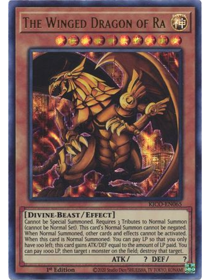 The Winged Dragon of Ra - KICO-EN065 - Pharaoh Secret Rare 1st Edition 1