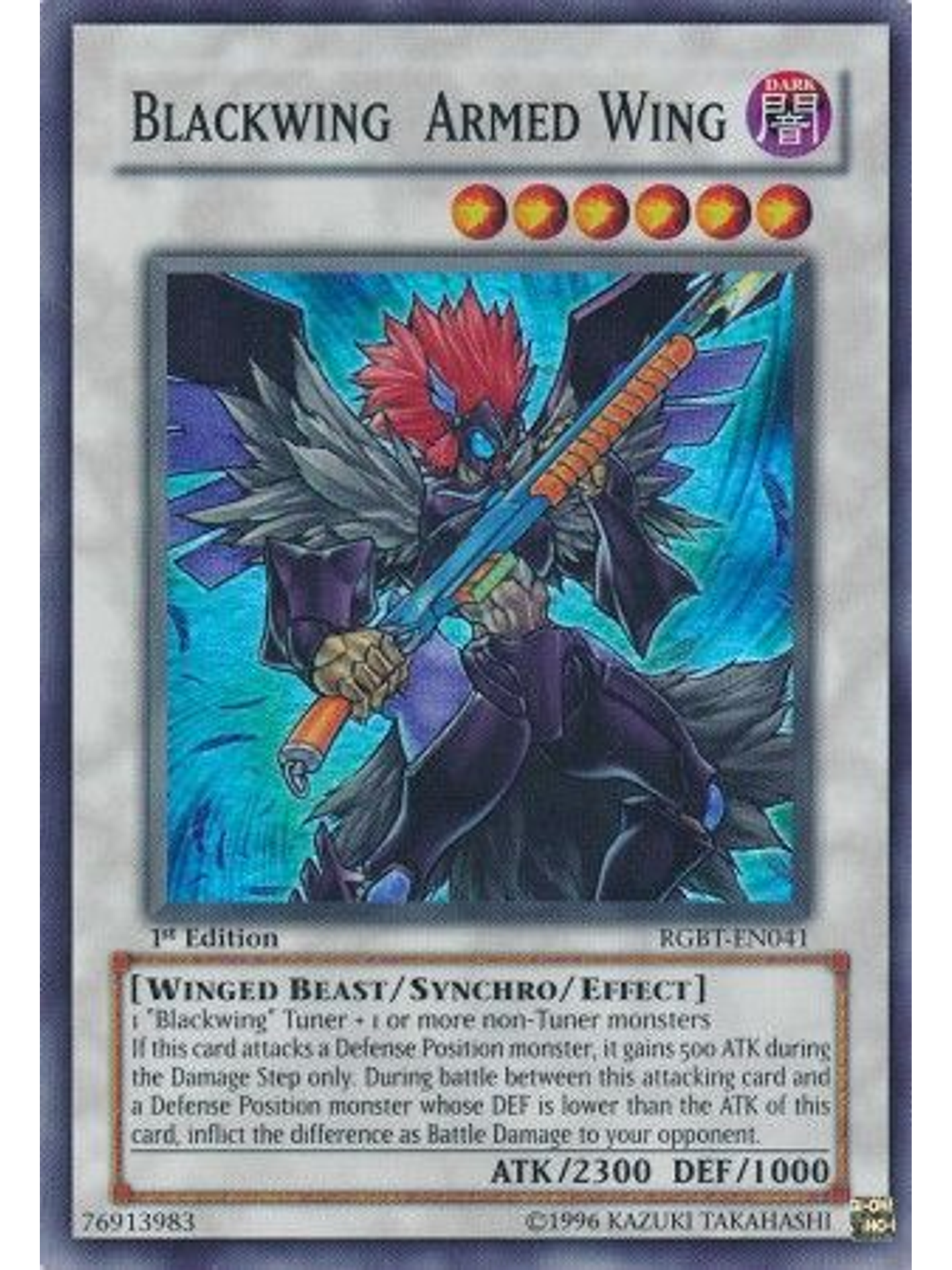 Blackwing Armed Wing - RGBT-EN041 - Super Rare 1st Edition 1