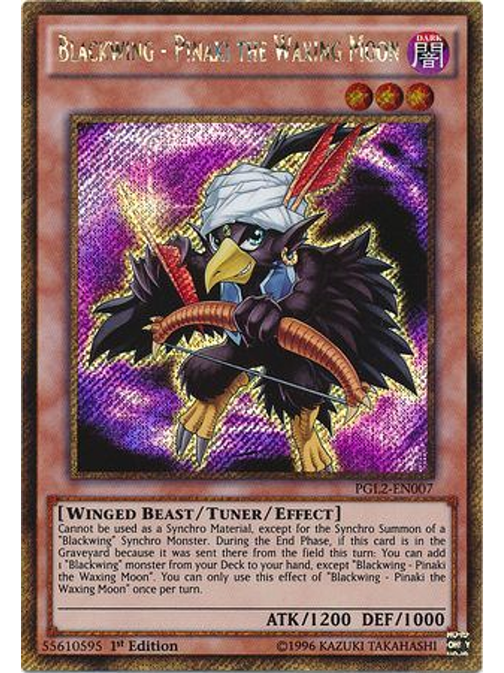 Blackwing - Pinaki the Waxing Moon - PGL2-EN007 - Gold Secret Rare 1st Edition 1