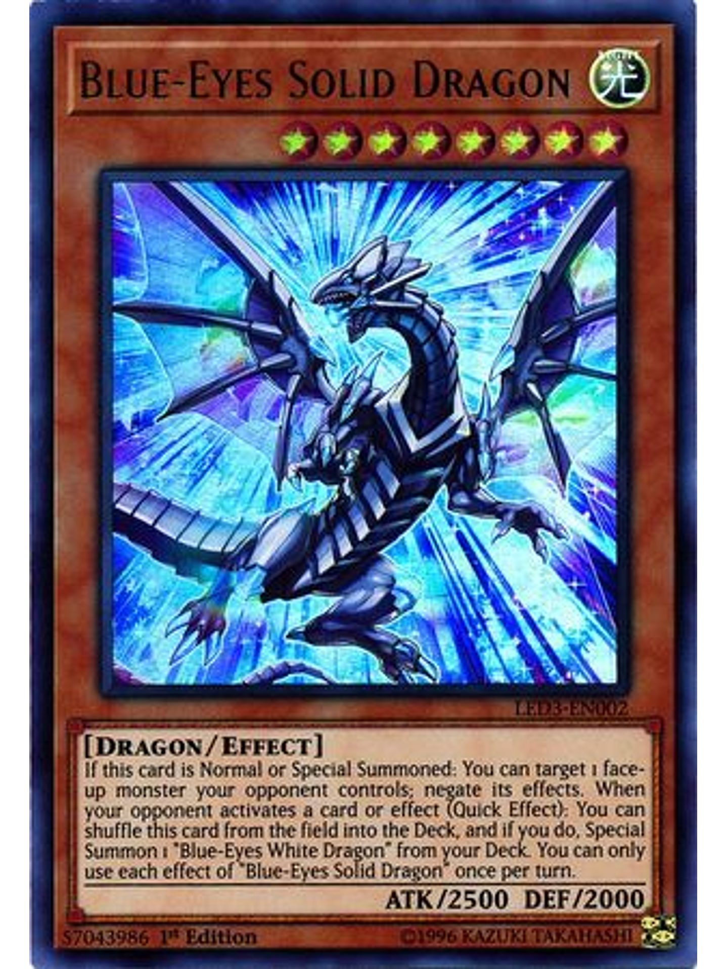 Blue-Eyes Solid Dragon - LED3-EN002 - Ultra Rare 1st Edition 1