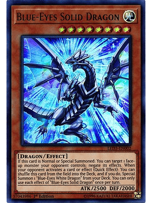 Blue-Eyes Solid Dragon - LED3-EN002 - Ultra Rare 1st Edition
