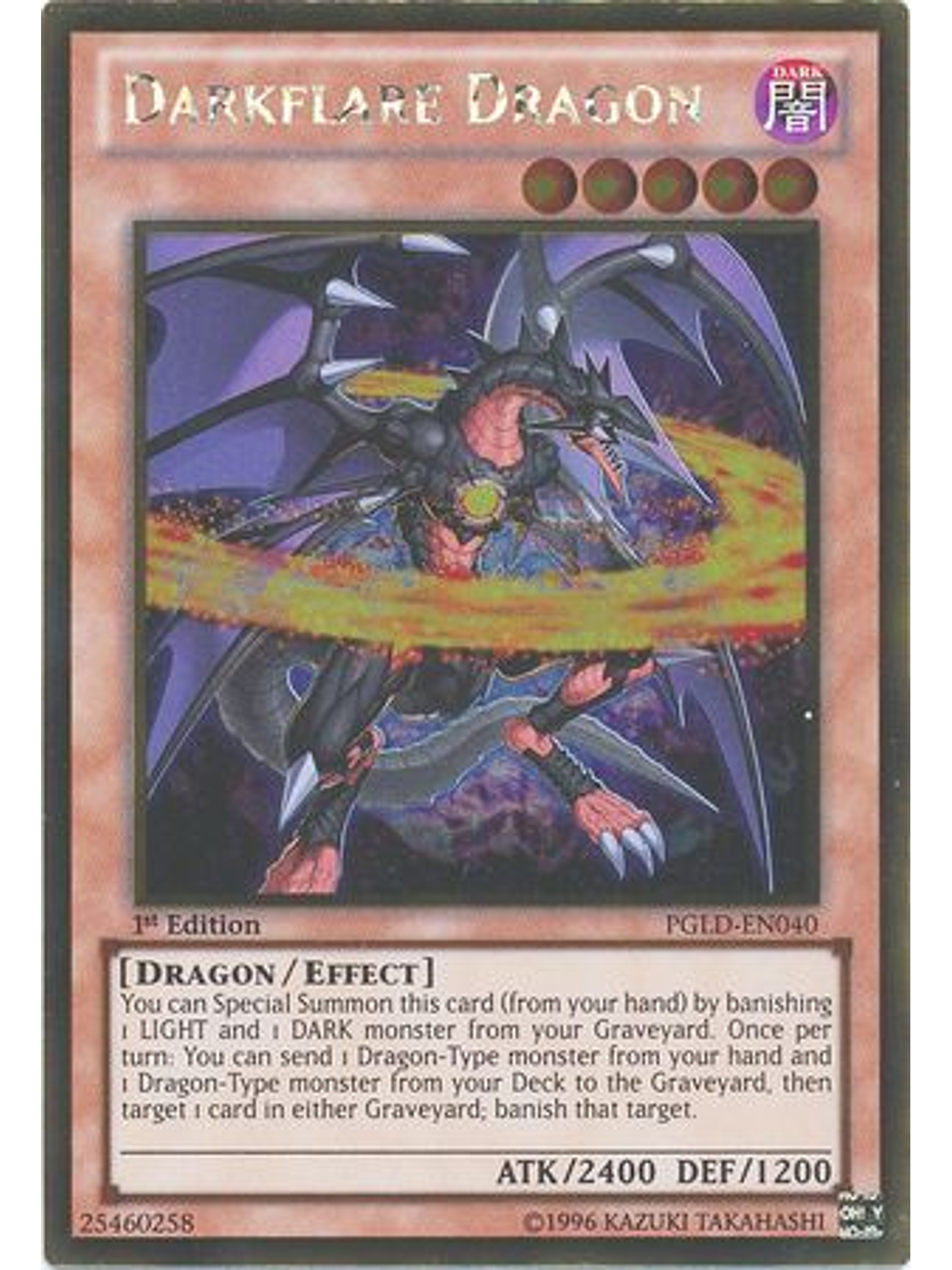 Darkflare Dragon - PGLD-EN040 - Gold Rare 1st Edition 1