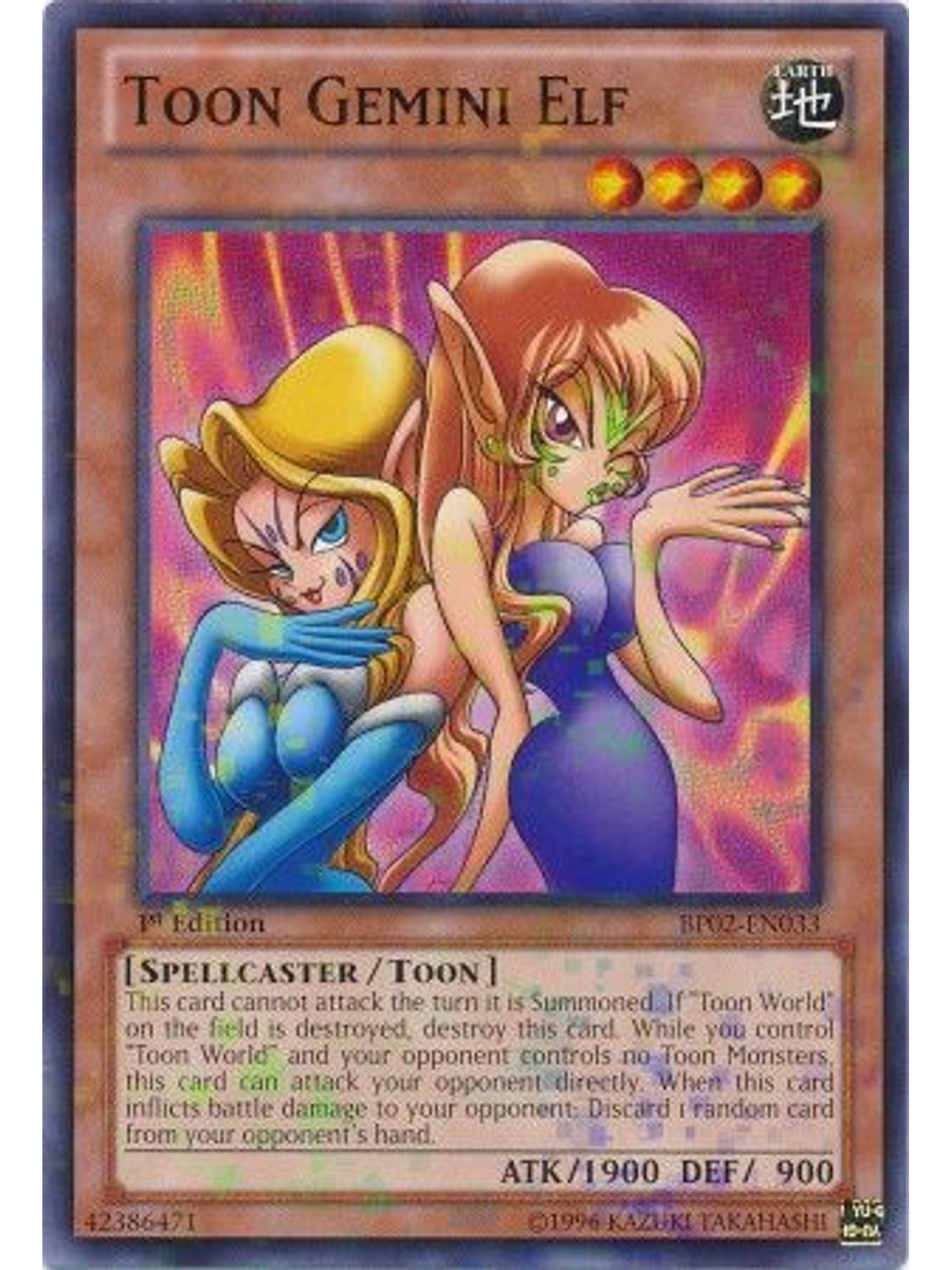 Toon Gemini Elf - BP02-EN033 - Mosaic Rare 1st Edition 1