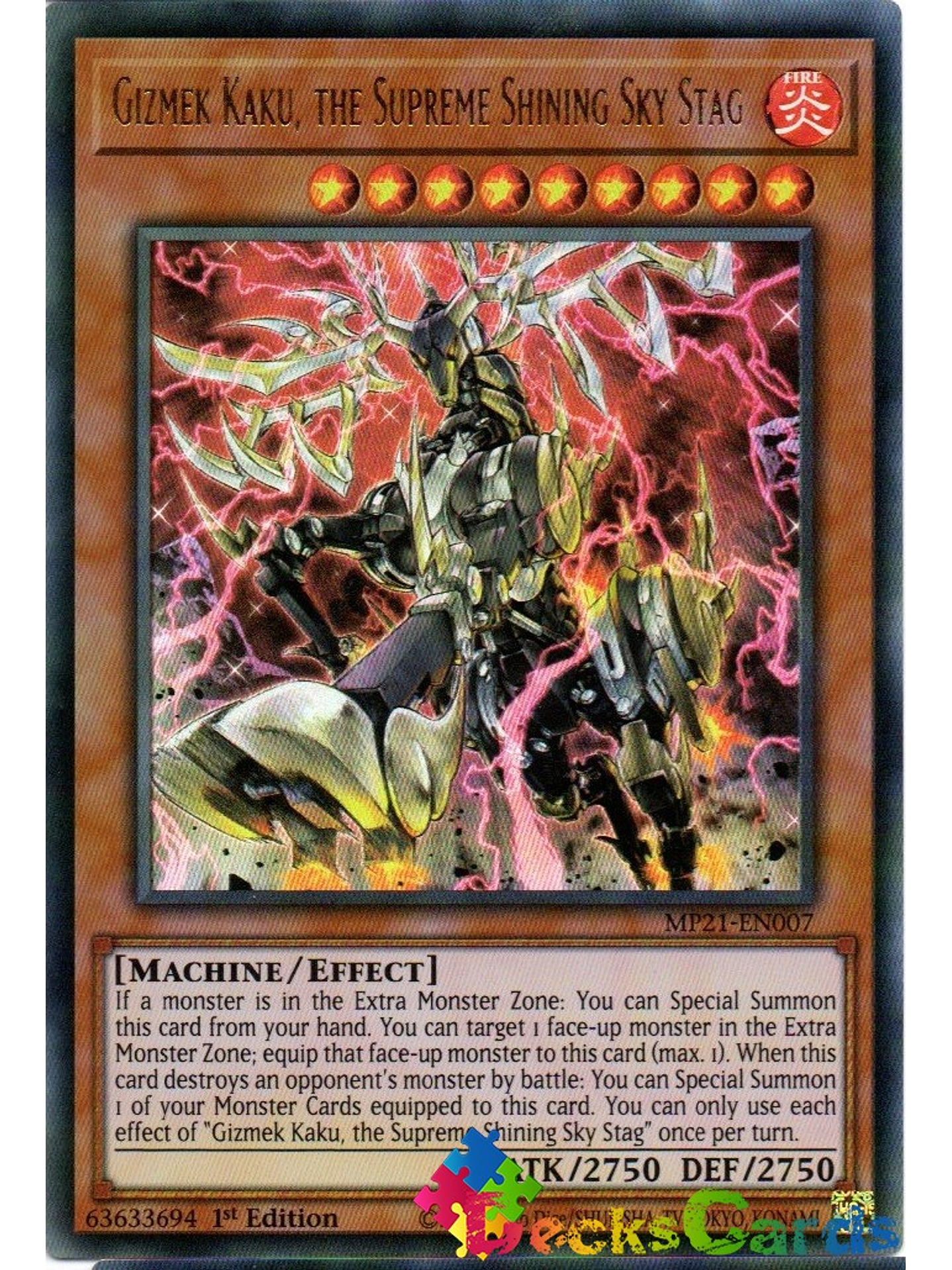 Gizmek Kaku, the Supreme Shining Sky Stag - MP21-EN007 - Ultra Rare 1st Edition 1