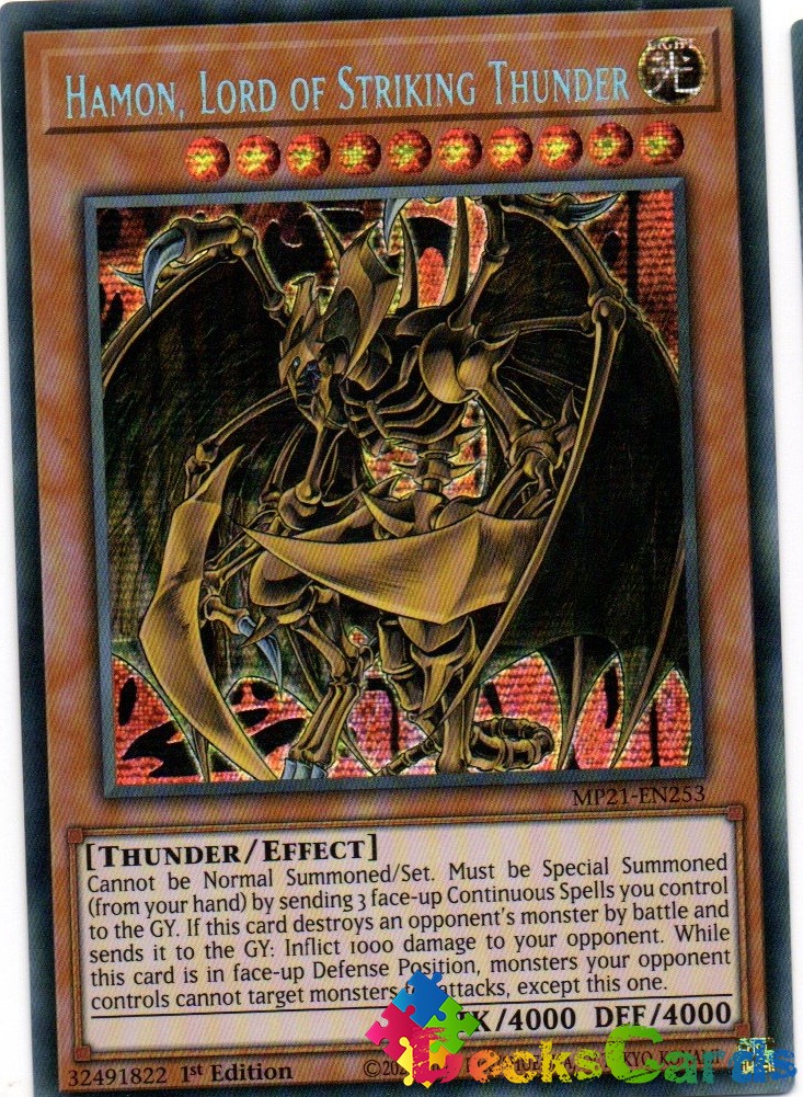 Hamon, Lord of Striking Thunder - MP21-EN253 - Prismatic Secret Rare 1st Edition