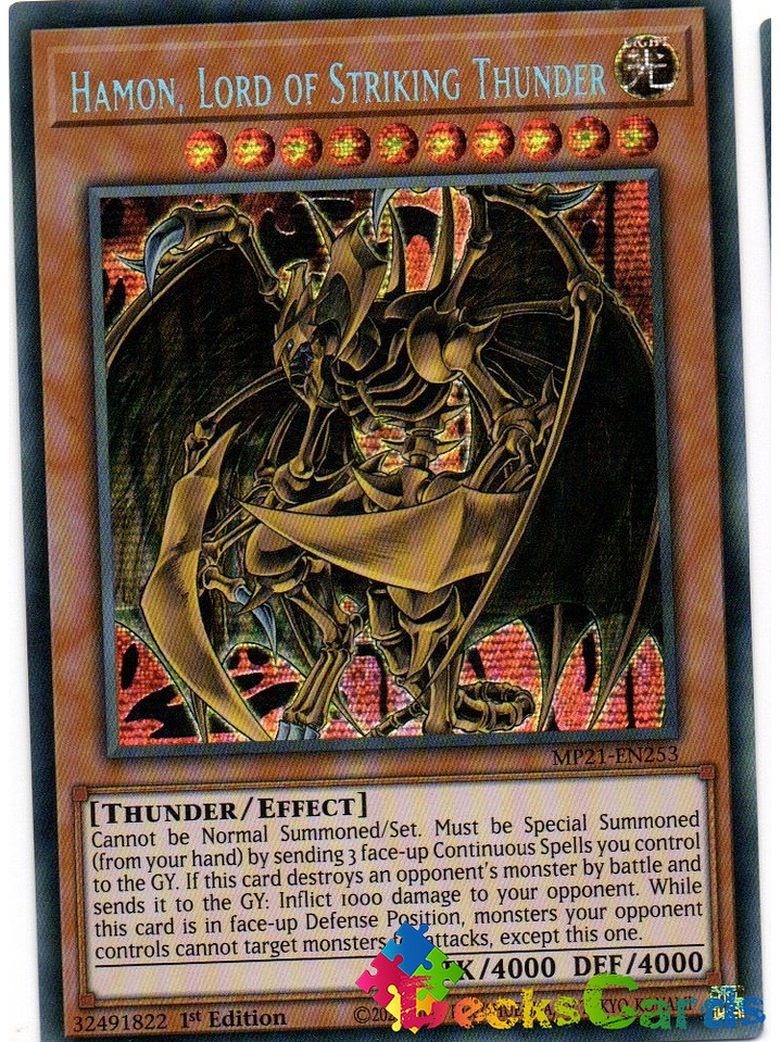 Hamon, Lord of Striking Thunder - MP21-EN253 - Prismatic Secret Rare 1st Edition 1