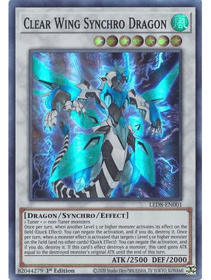 Clear Wing Synchro Dragon - LED8-EN001 - Super Rare 1st Edition