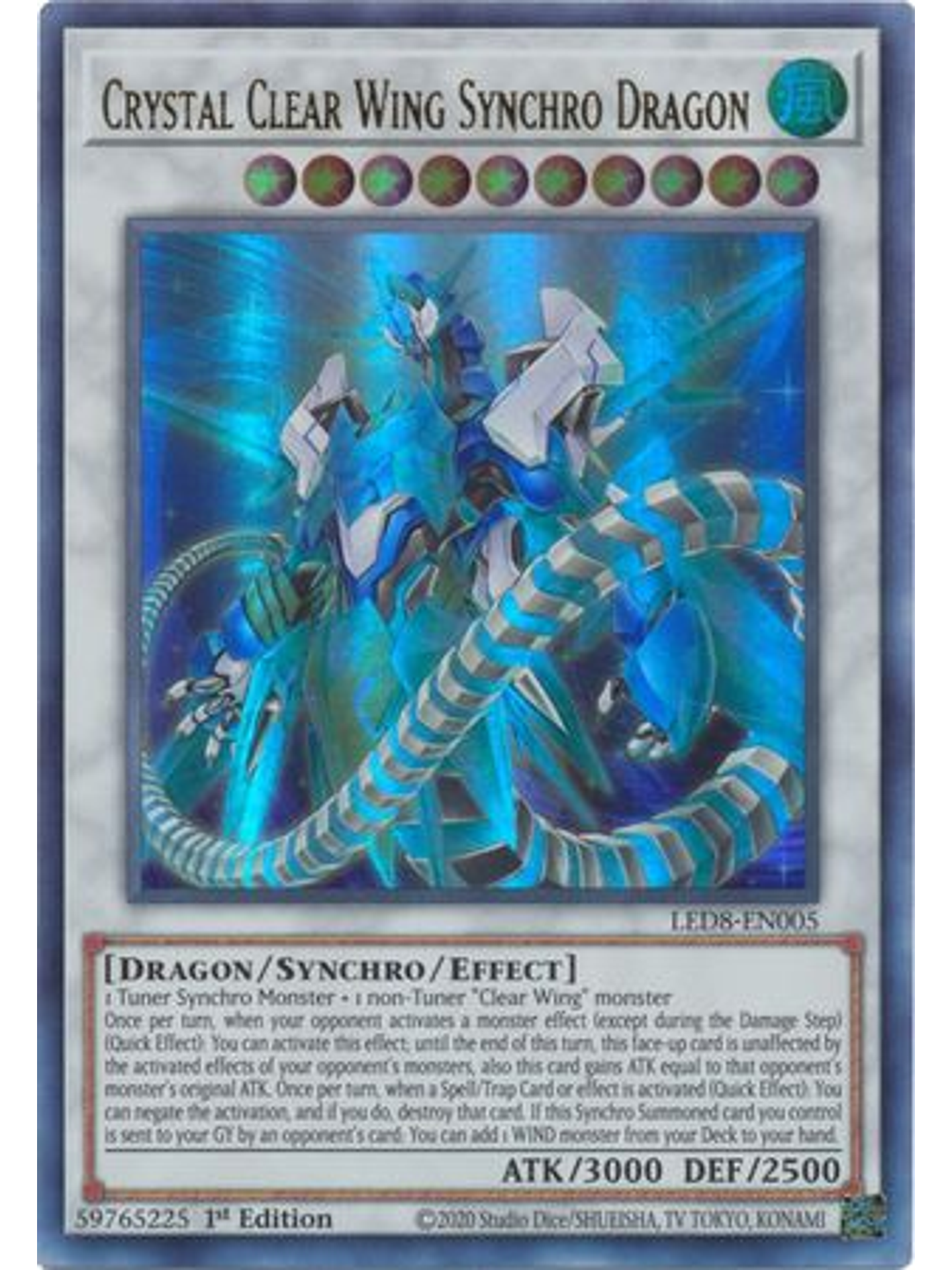 Crystal Clear Wing Synchro Dragon - LED8-EN005 - Ultra Rare 1st Edition 1