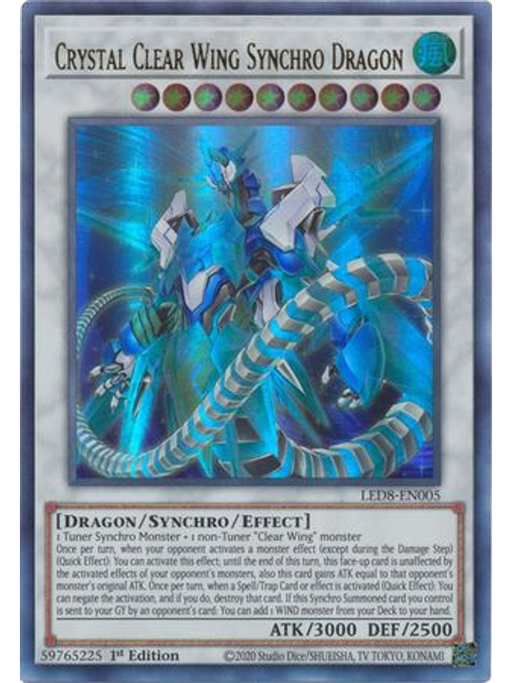 Crystal Clear Wing Synchro Dragon - LED8-EN005 - Ultra Rare 1st Edition 1
