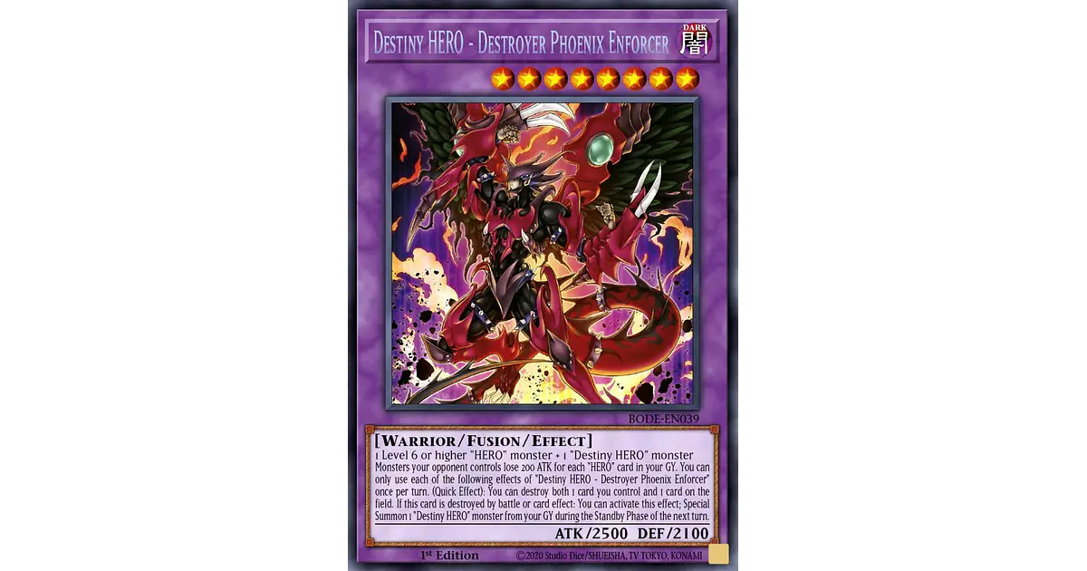 Thẻ Bài Yugioh Chính Hãng | Destiny HERO - Destroyer Phoenix Enforcer | POTE Starlight Rare