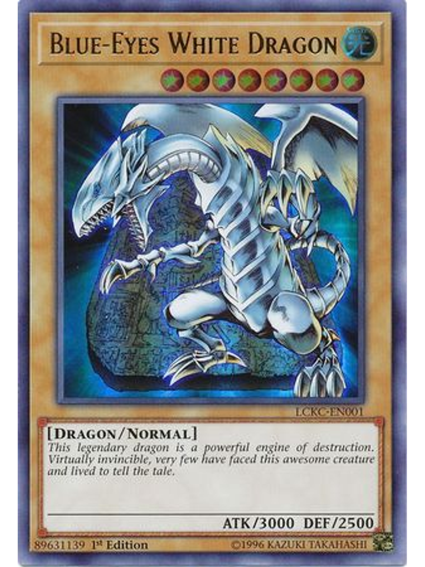 Blue-Eyes White Dragon (Tablet Background) - LCKC-EN001 - Ultra Rare 1st Edition 1