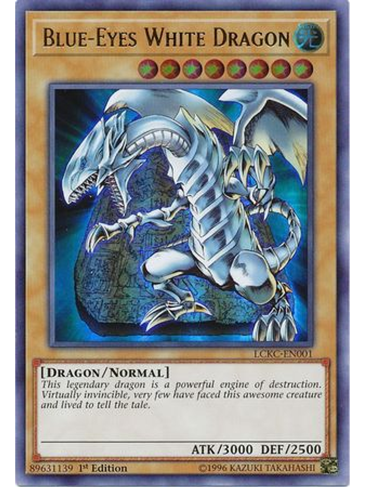 Blue-Eyes White Dragon (Tablet Background) - LCKC-EN001 - Ultra Rare 1st Edition 1