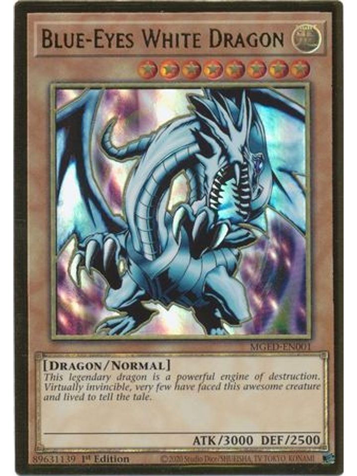 Blue-Eyes White Dragon - MGED-EN001 - Premium Gold Rare 1st Edition 1