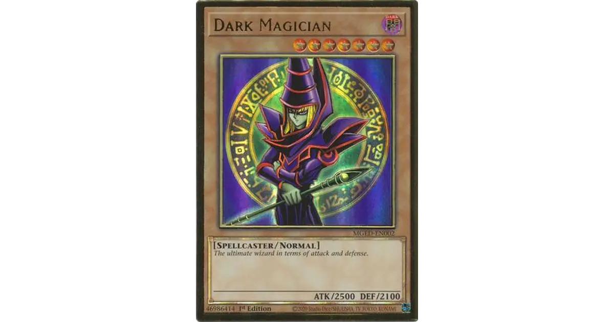 Yugioh The Infinite Forbidden Yu-Gi-Oh! Dark Magician MGED-EN002  Premium  Gold Rare, 1st Edition, Near Mint Condition Yugioh Playmat Dark World