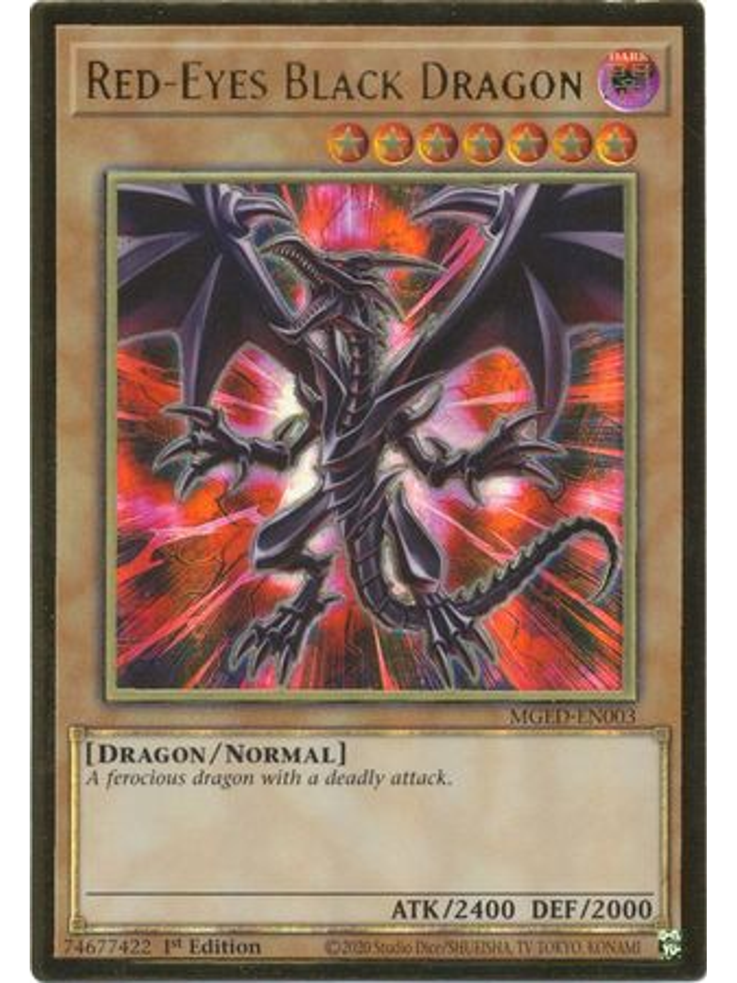 Red-Eyes Black Dragon - MGED-EN003 - Premium Gold Rare 1st Edition 1