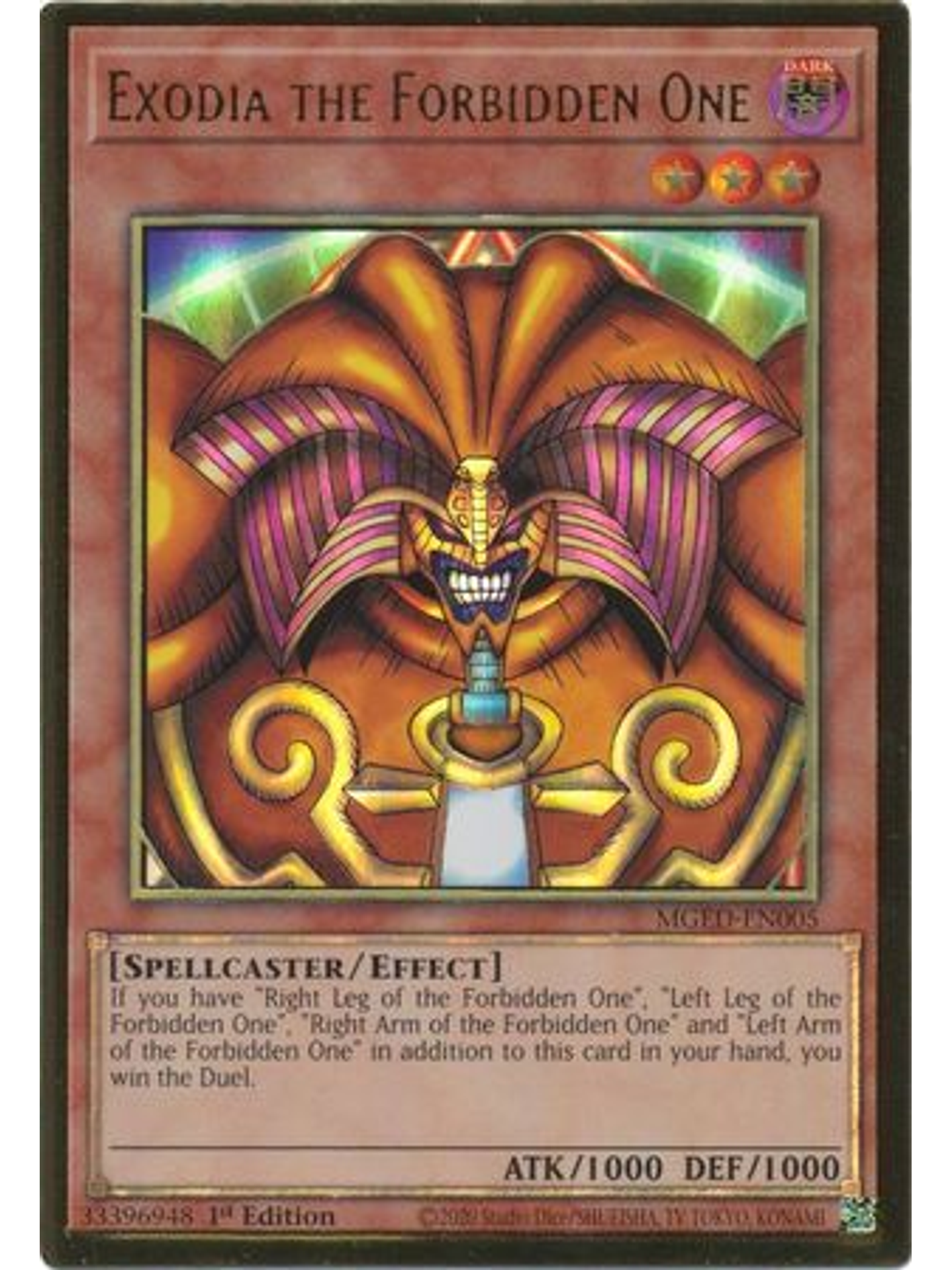 Exodia the Forbidden One - MGED-EN005 - Premium Gold Rare 1st Edition 1