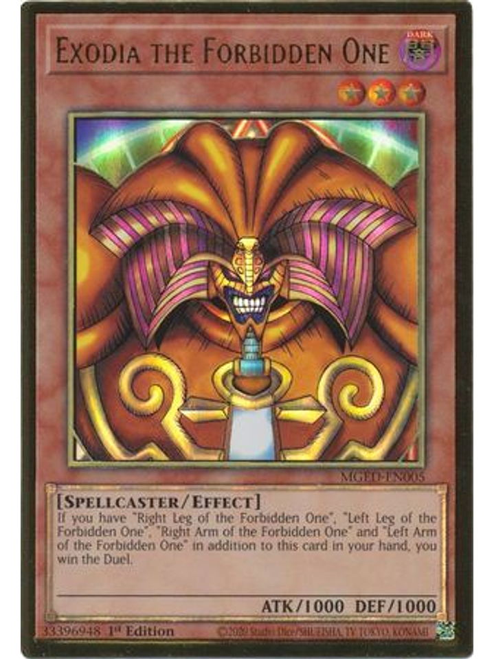 Exodia the Forbidden One - MGED-EN005 - Premium Gold Rare 1st Edition 1