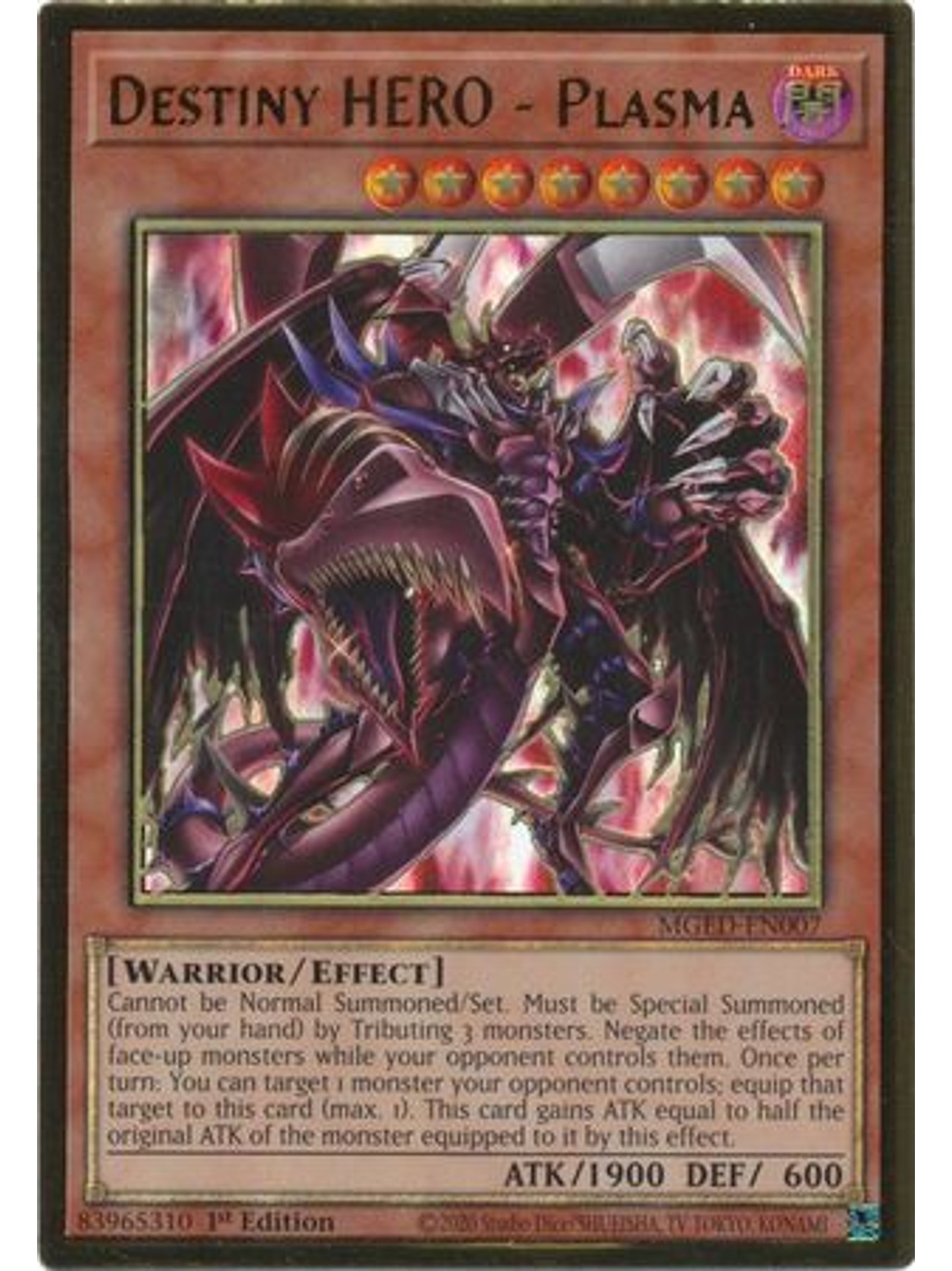 Destiny HERO - Plasma - MGED-EN007 - Premium Gold Rare 1st Edition 1