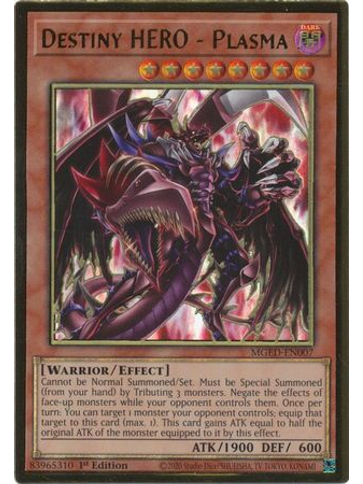 Destiny HERO - Plasma - MGED-EN007 - Premium Gold Rare 1st Edition 1