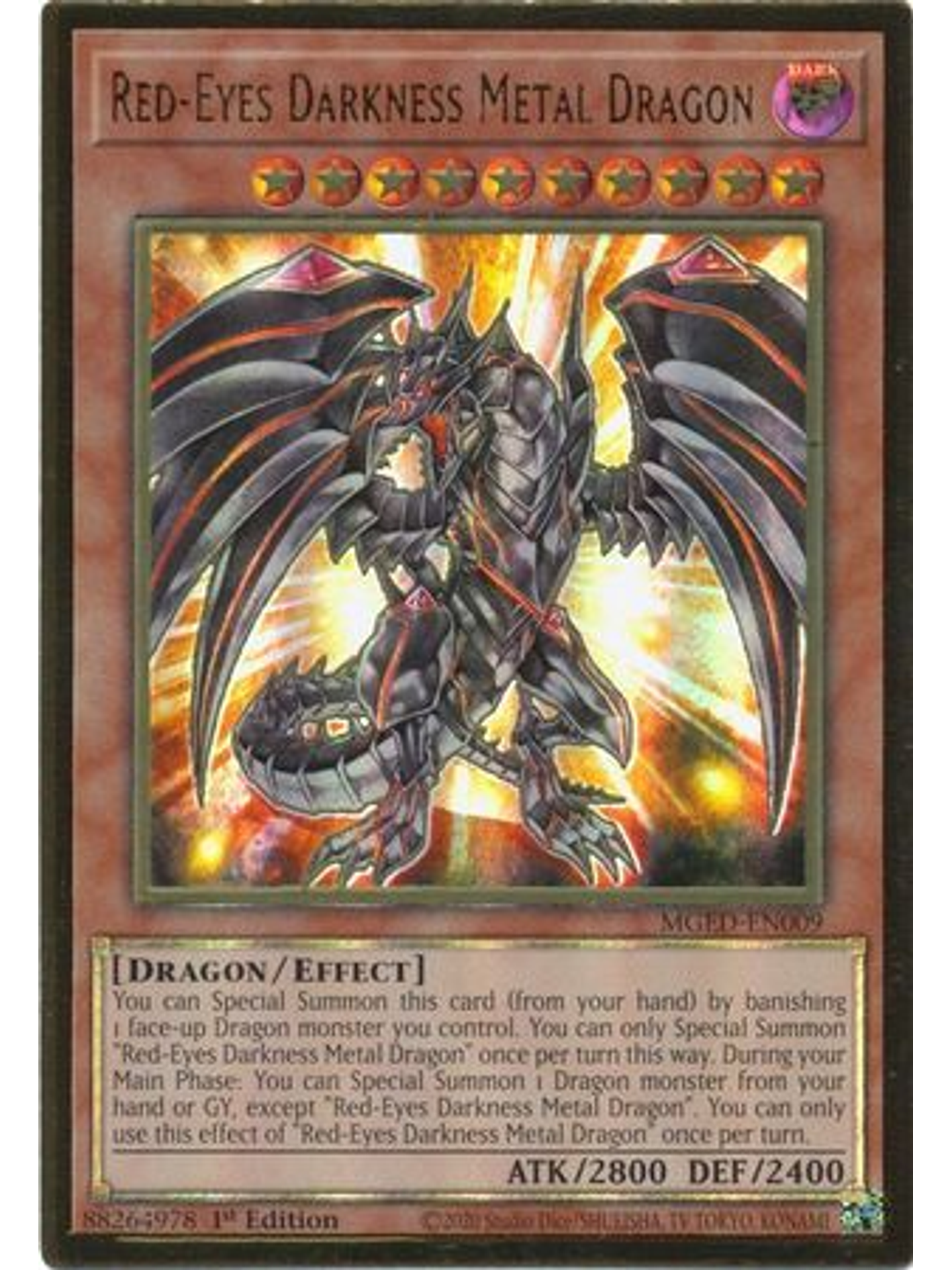 Red-Eyes Darkness Metal Dragon - MGED-EN009 - Premium Gold Rare 1st Edition 1