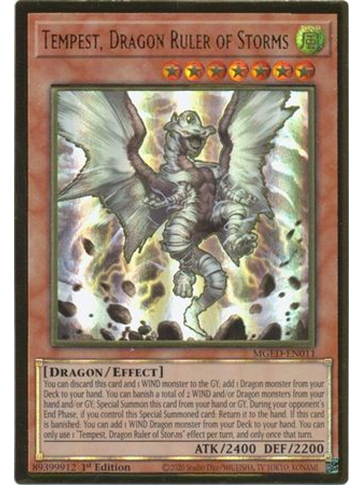 Tempest, Dragon Ruler of Storms - MGED-EN011 - Premium Gold Rare 1st Edition 1