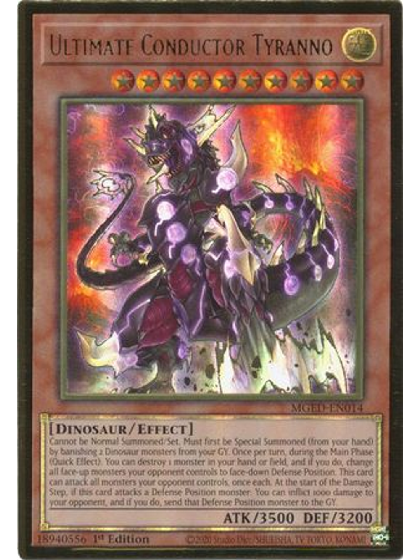 Ultimate Conductor Tyranno - MGED-EN014 - Premium Gold Rare 1st Edition 1