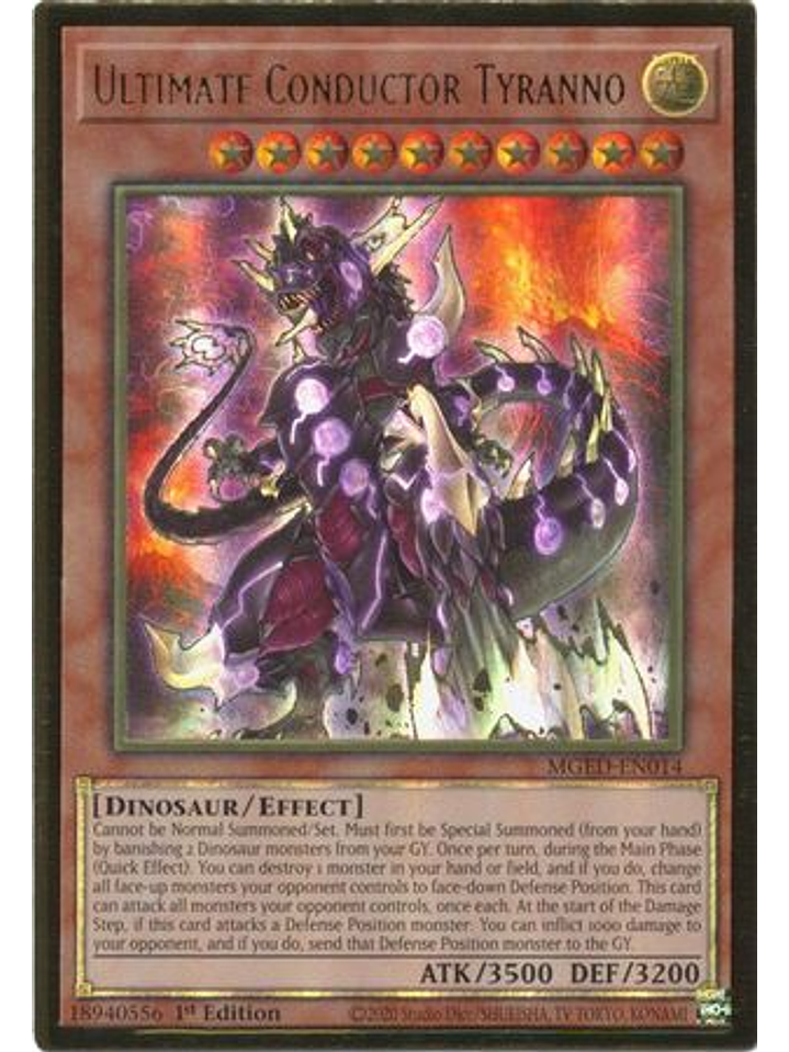 Ultimate Conductor Tyranno - MGED-EN014 - Premium Gold Rare 1st Edition 1