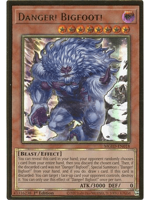 Danger! Bigfoot! (alternate art) - MGED-EN018 - Premium Gold Rare 1st Edition