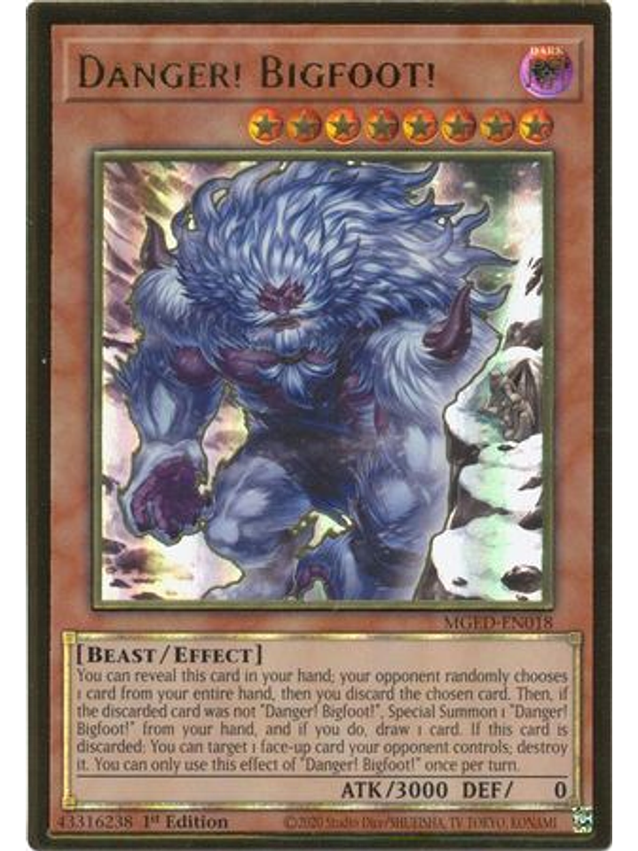 Danger! Bigfoot! (alternate art) - MGED-EN018 - Premium Gold Rare 1st Edition 1