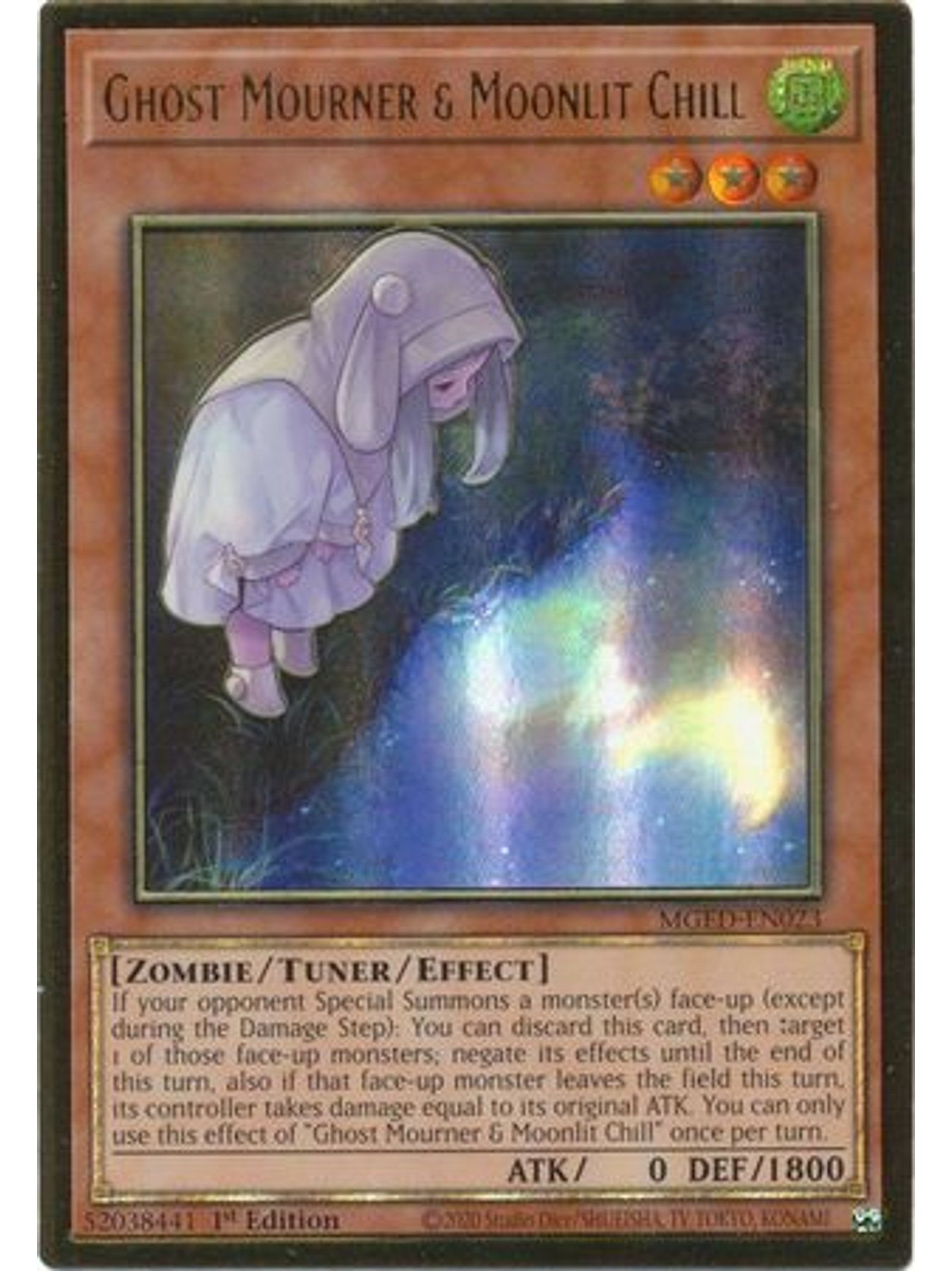 Ghost Mourner & Moonlit Chill (alternate art) - MGED-EN023 - Gold Rare 1st Edition 1