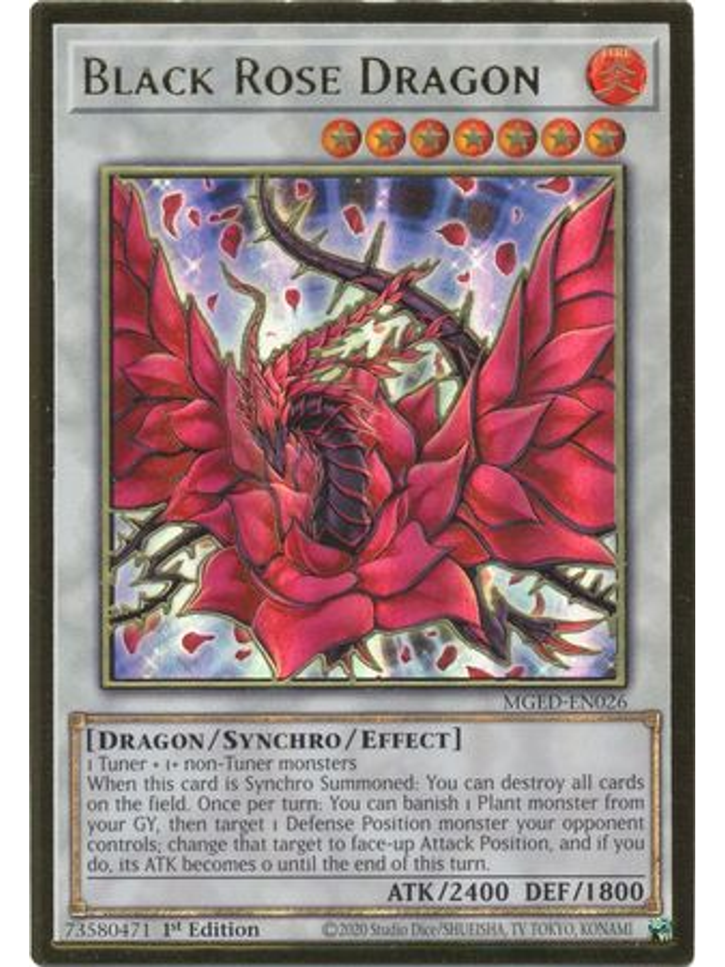 Black Rose Dragon - MGED-EN026 - Premium Gold Rare 1st Edition 1
