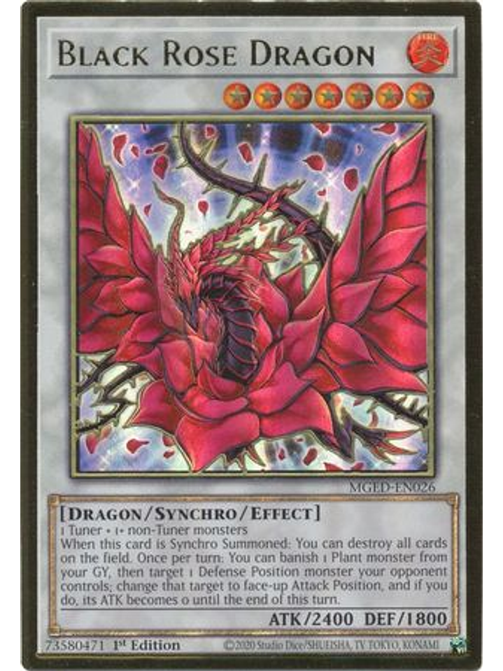 Black Rose Dragon - MGED-EN026 - Premium Gold Rare 1st Edition 1