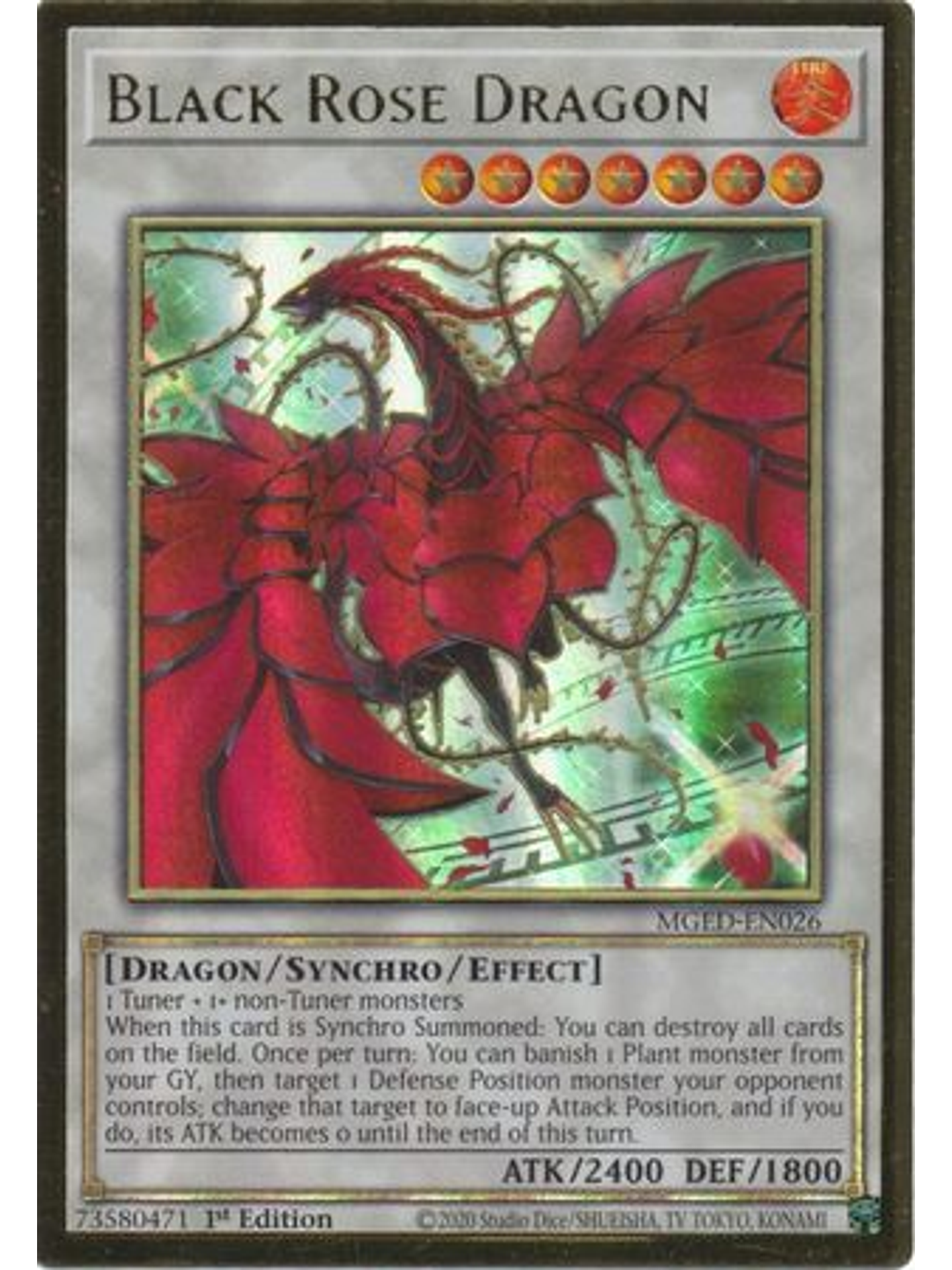 Black Rose Dragon (alternate art) - MGED-EN026 - Premium Gold Rare 1st Edition 1
