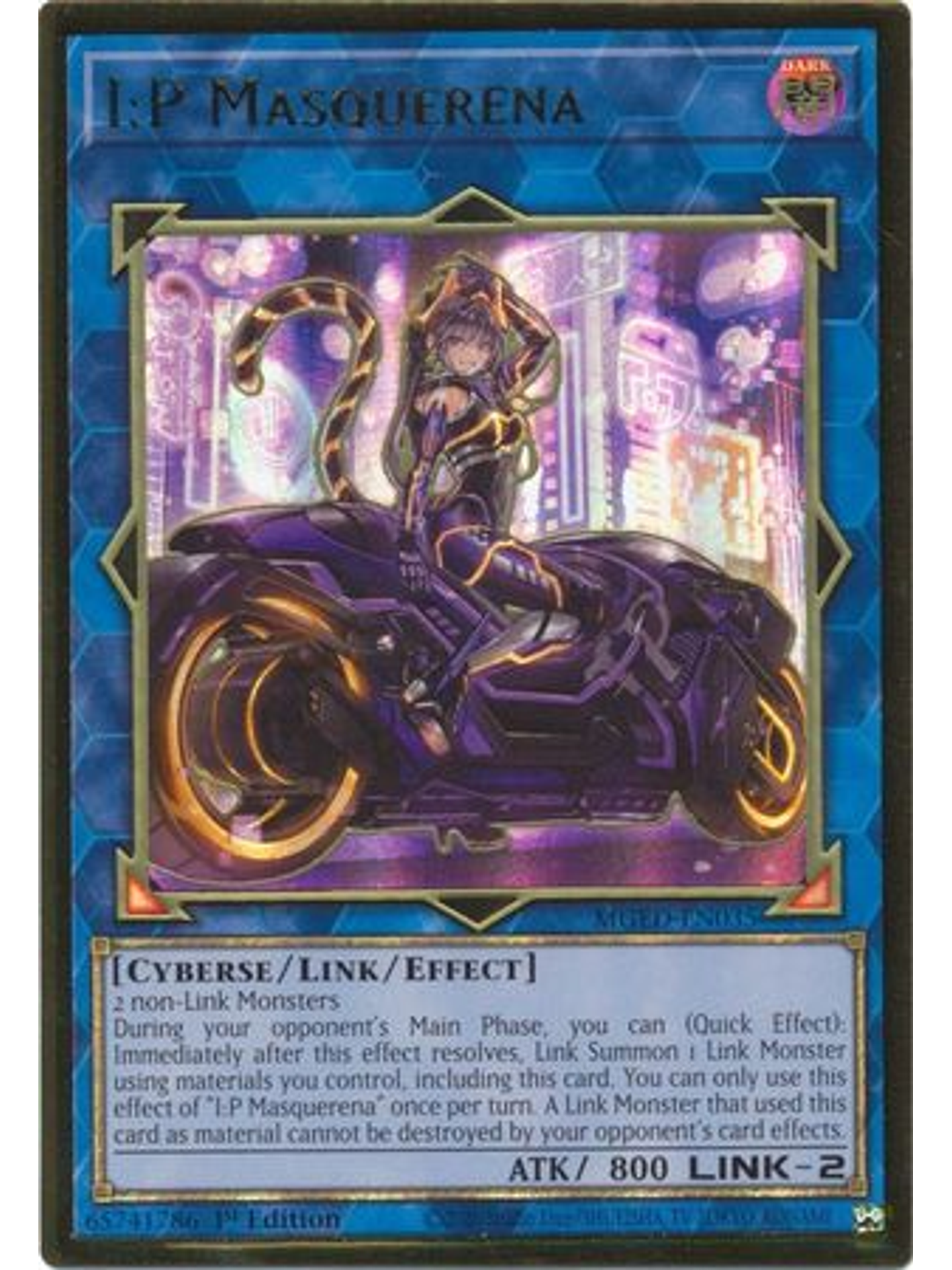 I:P Masquerena (alternate art) - MGED-EN035 - Premium Gold Rare 1st Edition 1