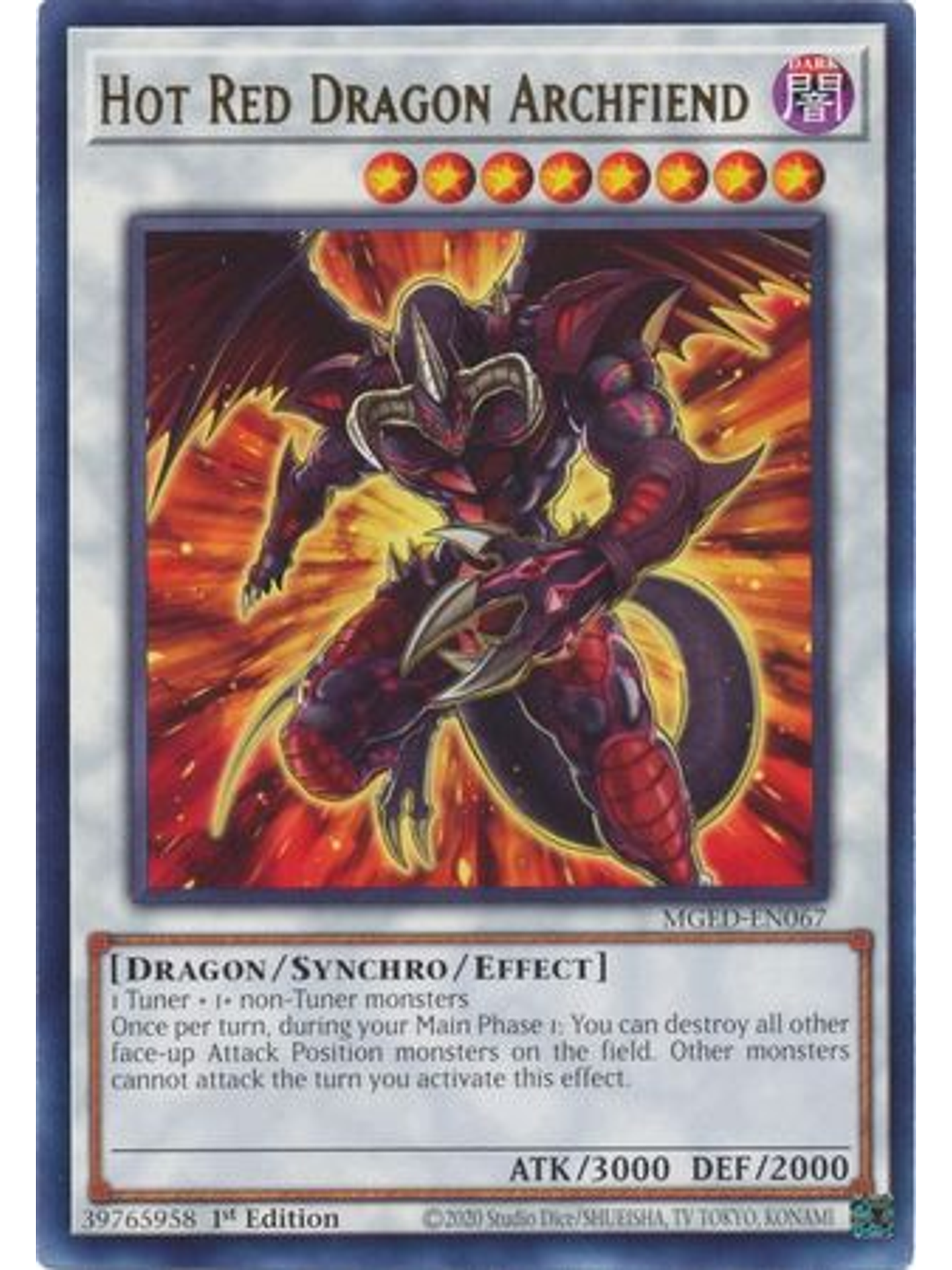 Hot Red Dragon Archfiend - MGED-EN067 - Rare 1st Edition 1