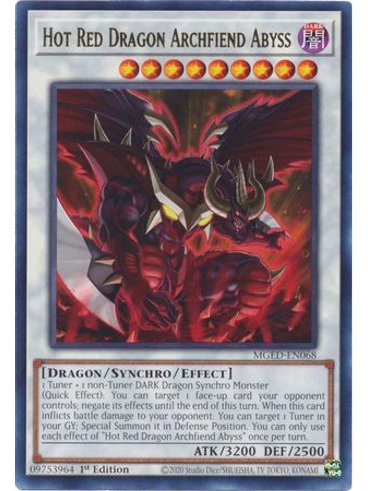 Hot Red Dragon Archfiend Abyss - MGED-EN068 - Rare 1st Edition 1