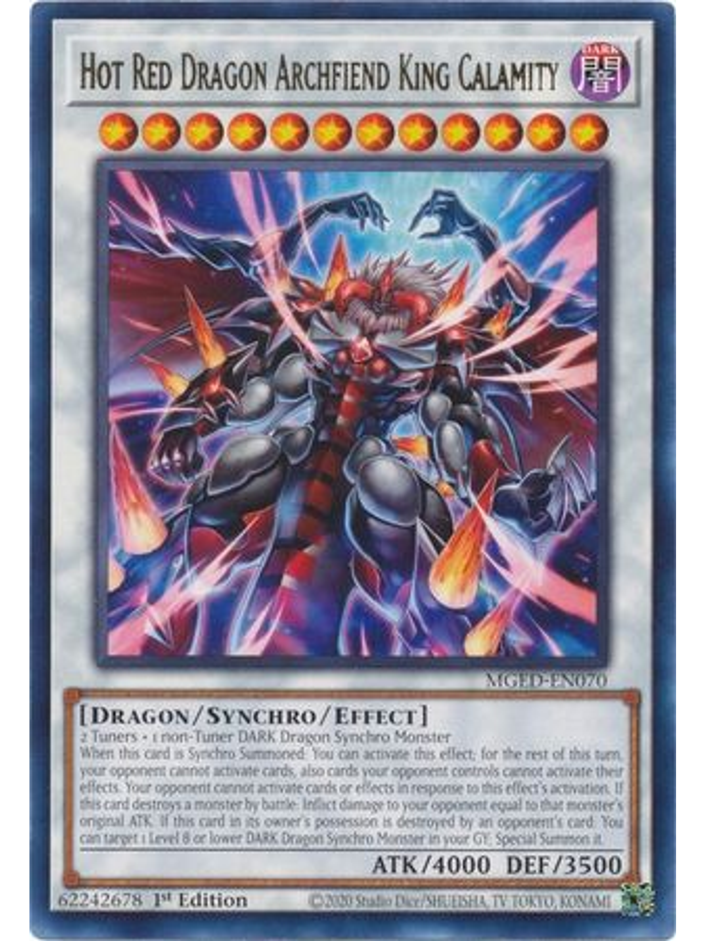 Hot Red Dragon Archfiend King Calamity - MGED-EN070 - Rare 1st Edition 1