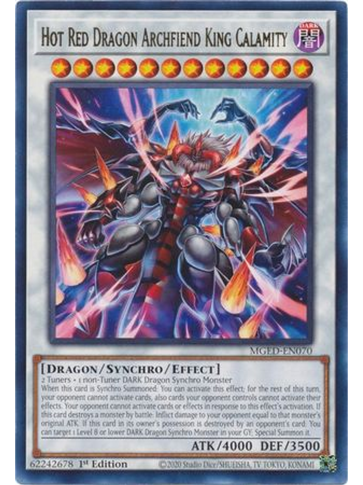 Hot Red Dragon Archfiend King Calamity - MGED-EN070 - Rare 1st Edition 1