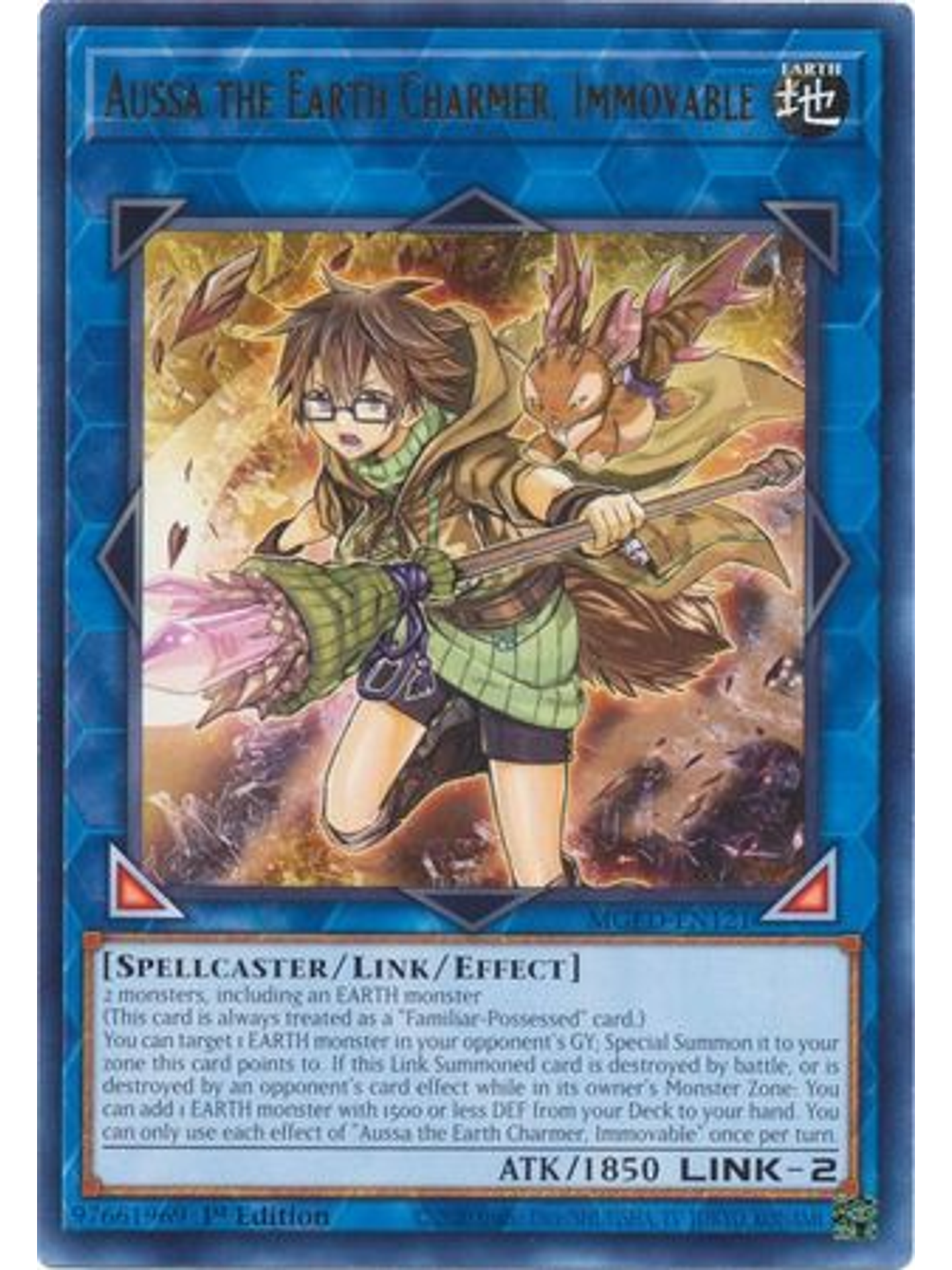 Aussa the Earth Charmer, Immovable - MGED-EN121 - Rare 1st Edition 1