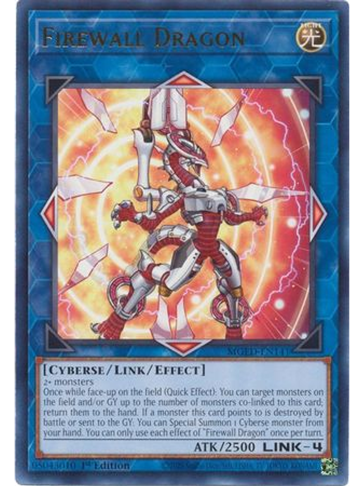 Firewall Dragon (red alternate art) - MGED-EN141 - Rare 1st Edition 1
