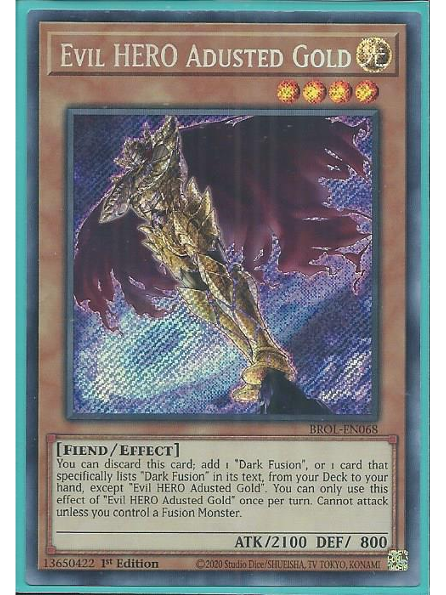Evil HERO Adusted Gold - BROL-EN068 - Secret Rare 1st Edition 1