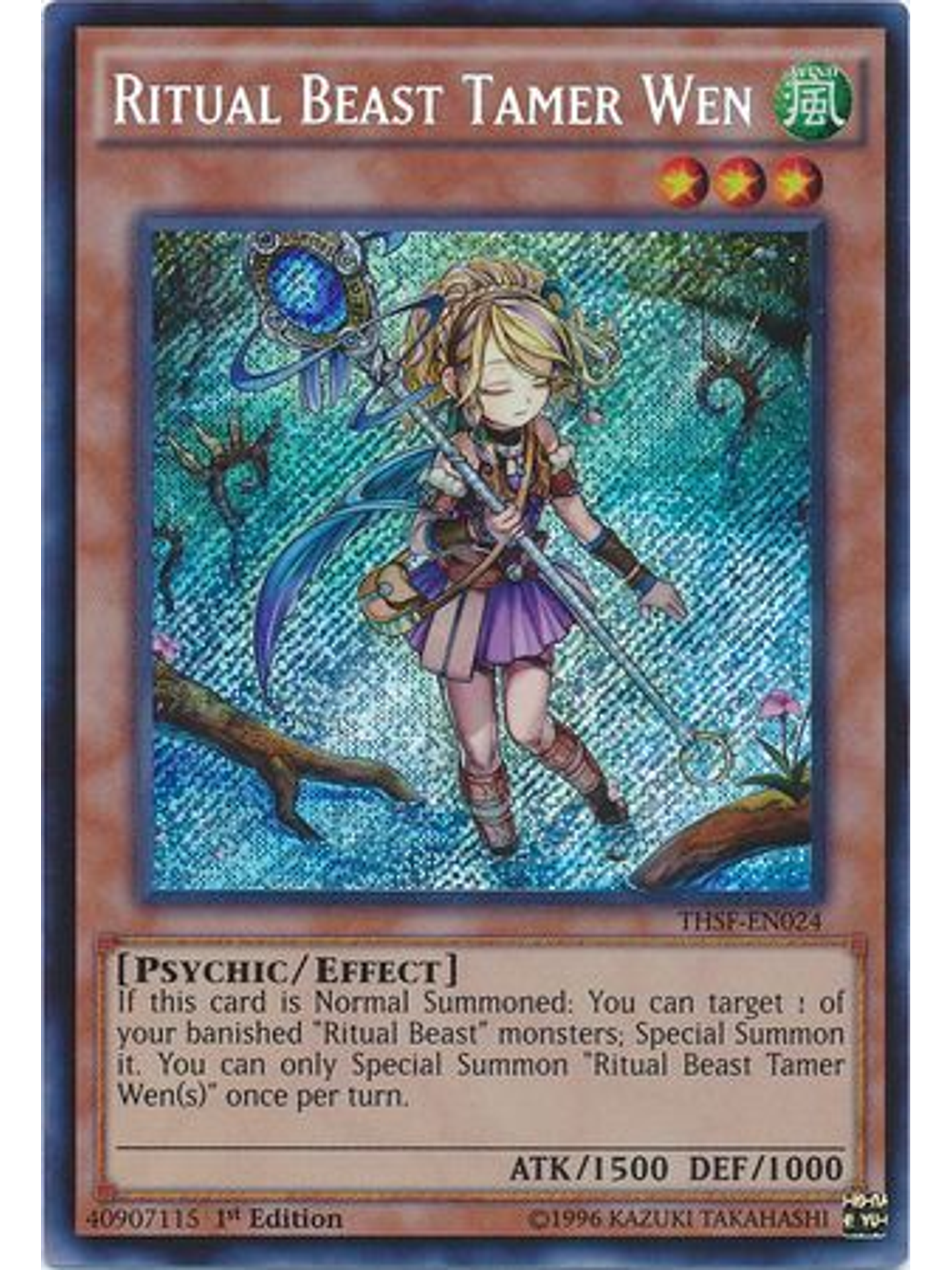 Ritual Beast Tamer Wen - THSF-EN024 - Secret Rare 1st Edition 1