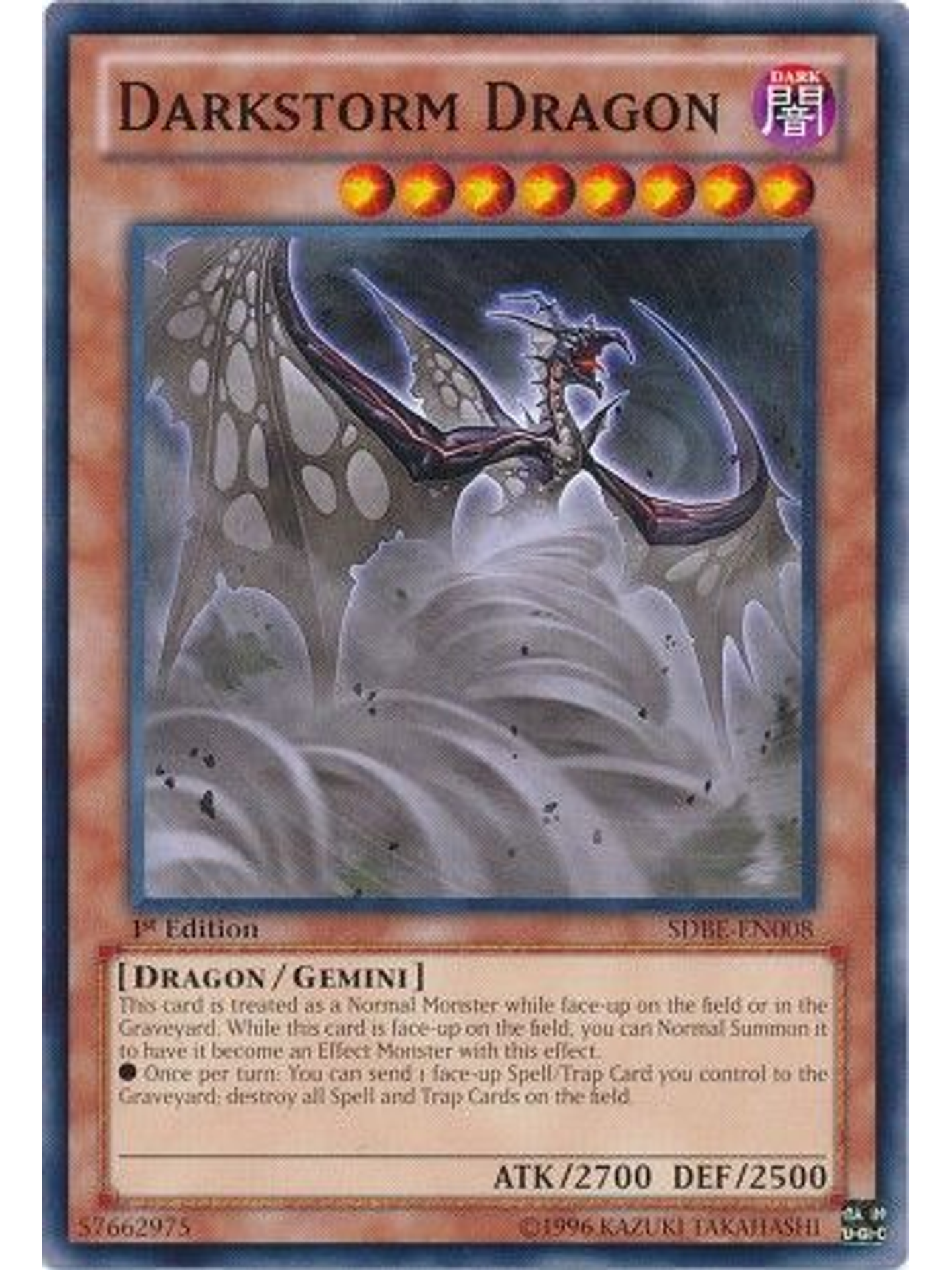 Darkstorm Dragon - SDBE-EN008 - Common 1st Edition 1