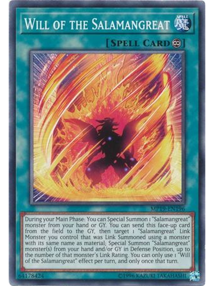 Will of the Salamangreat - MP19-EN196 - Common Unlimited 1