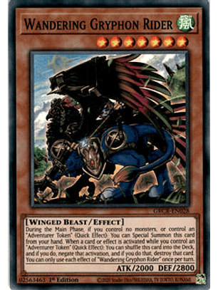 Wandering Gryphon Rider - GRCR-EN028 - Super Rare 1st Edition