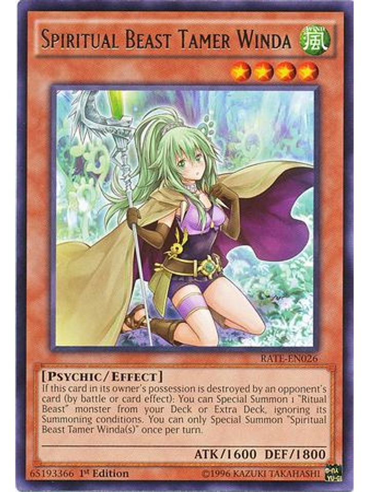 Spiritual Beast Tamer Winda - RATE-EN026 - Rare 1st Edition 1