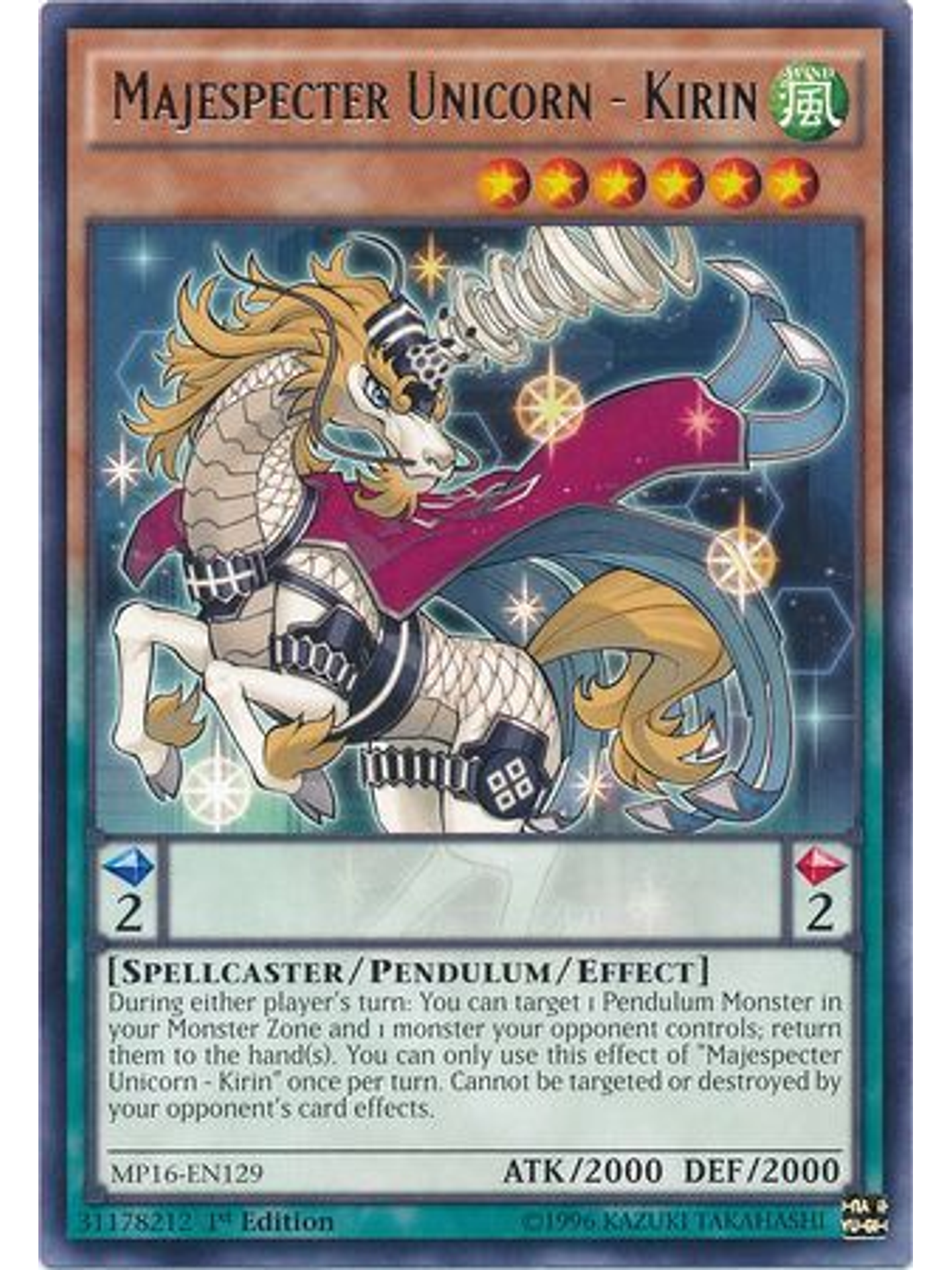 Majespecter Unicorn - Kirin - MP16-EN129 - Rare 1st Edition 1
