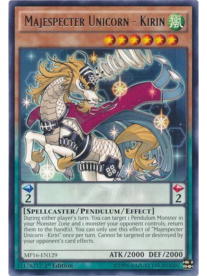 Majespecter Unicorn - Kirin - MP16-EN129 - Rare 1st Edition 1